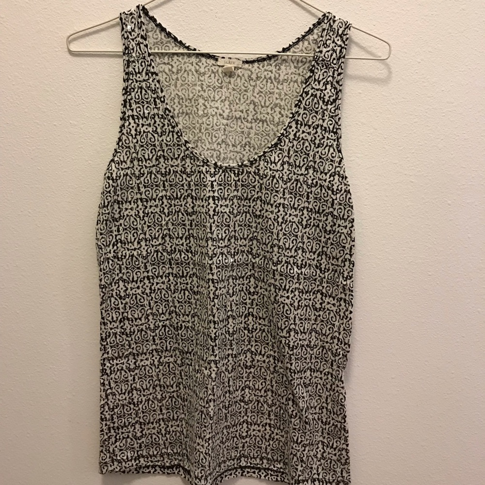 J Crew XS Sequin Black and White mosaic tank